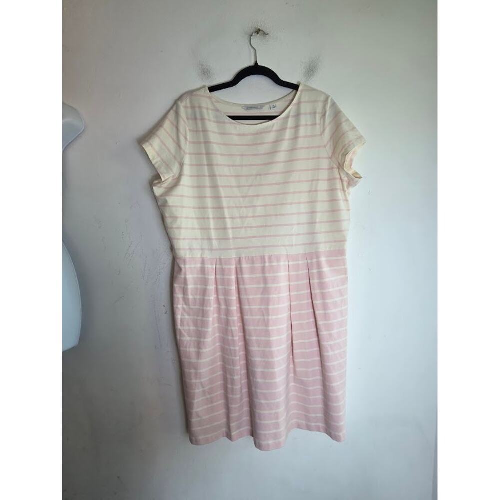 Isaac Mizrahi Live Beige & Pink Striped A-Line Cotton Knee Length Dress size 1X